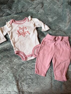 Baby Sister Pink & White Matching Set